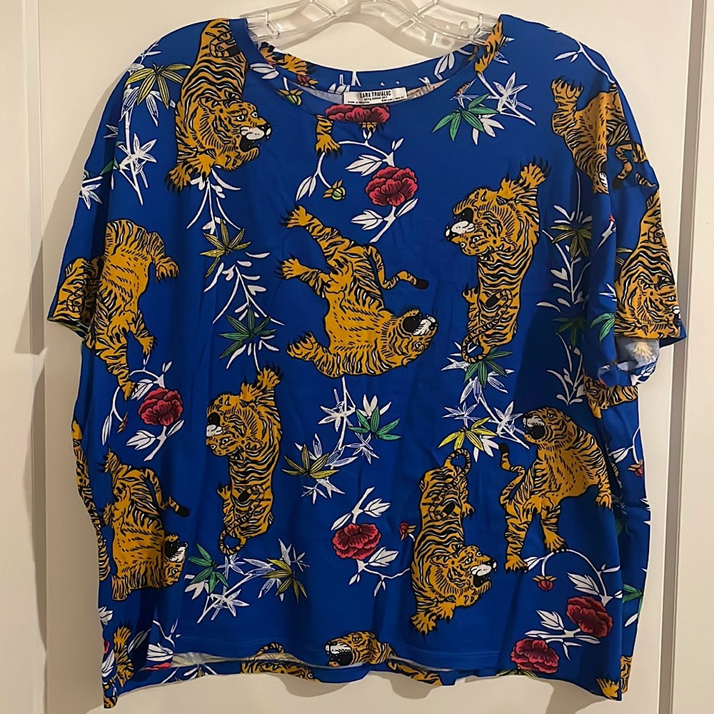Printed Jungle Flower Tiger Tee